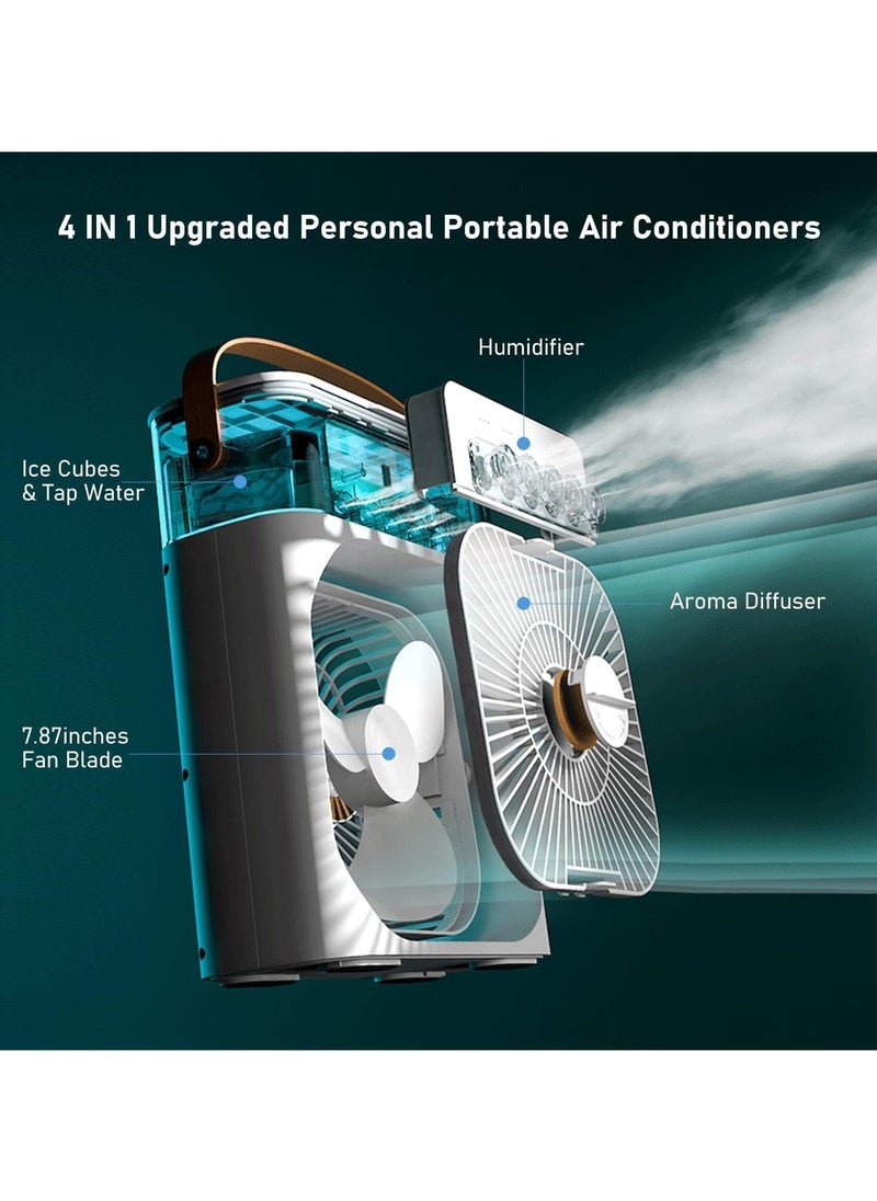 Generic Rechargeable and Portable Air Conditioner | Air Cooler with 700ml Water Tank | USB Cooler with 3 Wind, 5 Mist Vents, 7 Night Light and 1-3H Timer mode | Cooling Fan with 1200 mAh battery (White)  - Image 5