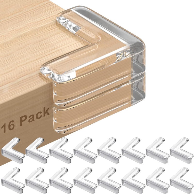 Baby protection corner protective cover transparent table corner anti-collision strip transparent color  16PC - Image 1
