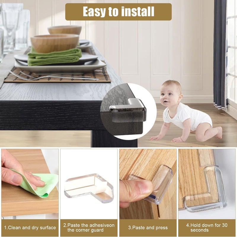 Baby protection corner protective cover transparent table corner anti-collision strip transparent color  16PC - Image 2