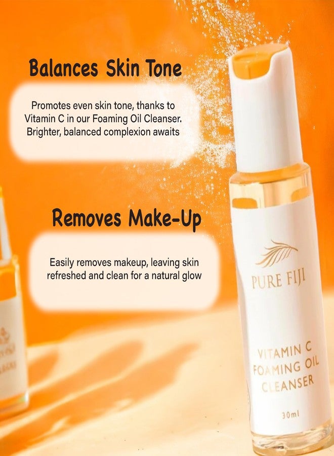Pure Fiji Vitamin C Brightening Duo Kit - Foaming Oil and Brightening Vitamin C Face Serum - Anti Aging Anti-Wrinkle Facial Serum Gentle Foaming Oil, Antioxidant Serum, for All Skin Types - Image 2