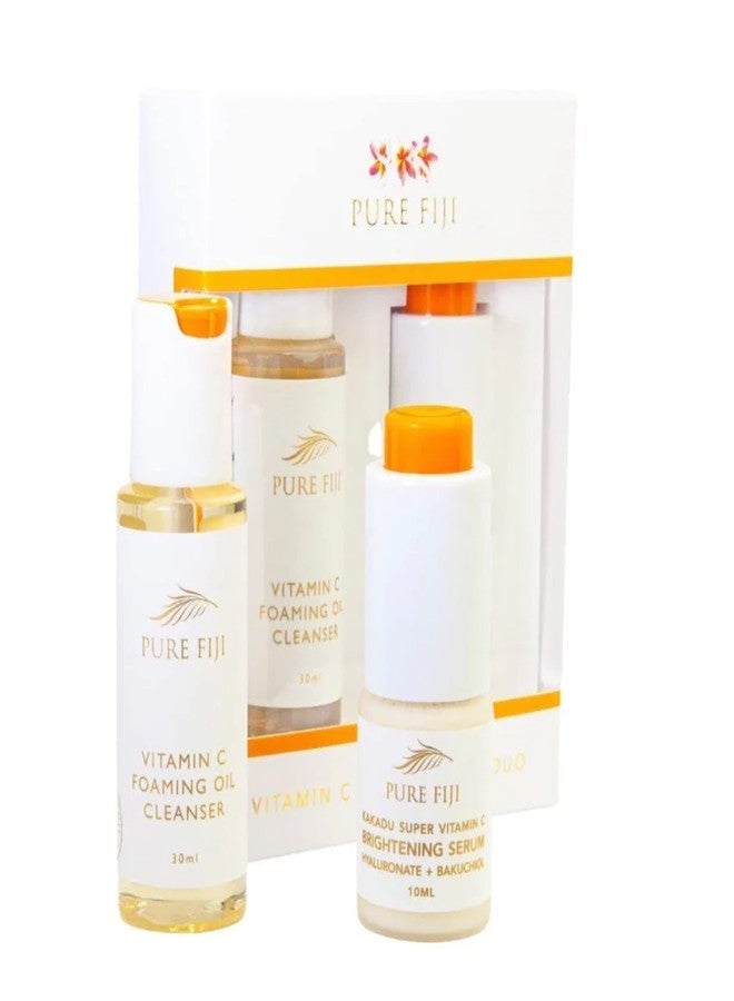 Pure Fiji Vitamin C Brightening Duo Kit - Foaming Oil and Brightening Vitamin C Face Serum - Anti Aging Anti-Wrinkle Facial Serum Gentle Foaming Oil, Antioxidant Serum, for All Skin Types - Image 1