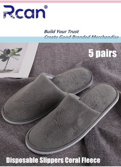 Rcan 5 Pairs Disposable Adult Guests Slippers, Closed Toe Bulk for Shoeless Home Multicolor Cotton Slipper for Indoor Hotel SPA Travel  - Image 1