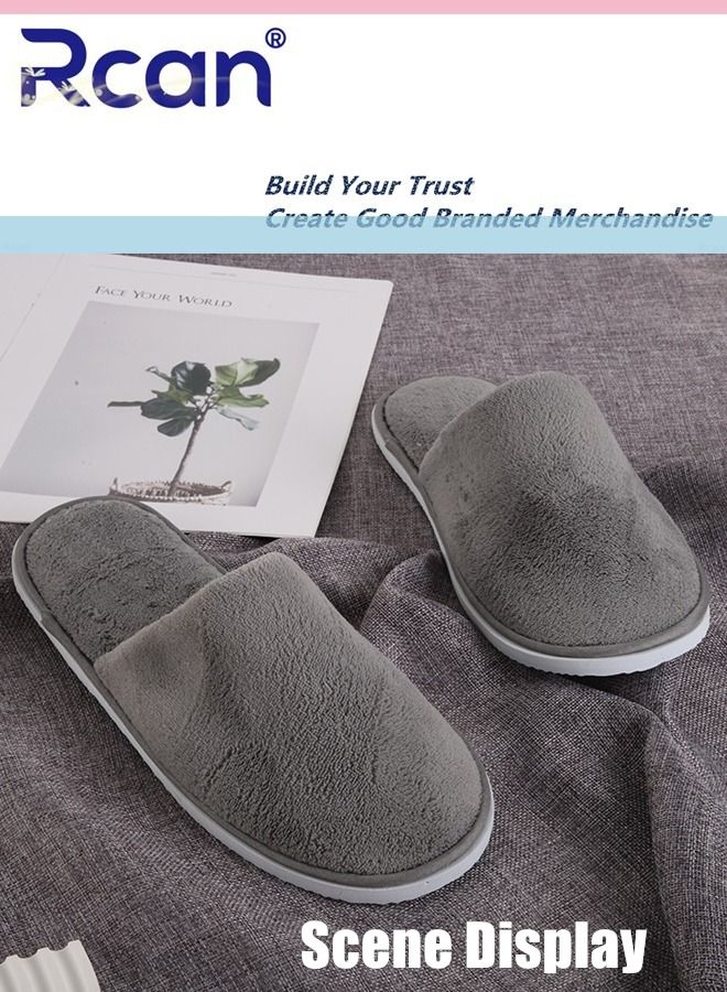 ركان 5 أزواج من شباشب الصوف المرجاني للاستعمال مرة واحدة، غير قابلة للانزلاق، سميكة ودافئة وقابلة للغسل، نعال سفر محمولة قابلة للتنفس من جلد الغزال الناعم للاستعمال مرة واحدة للجنسين مناسبة للفندق المنزلي - Image 2