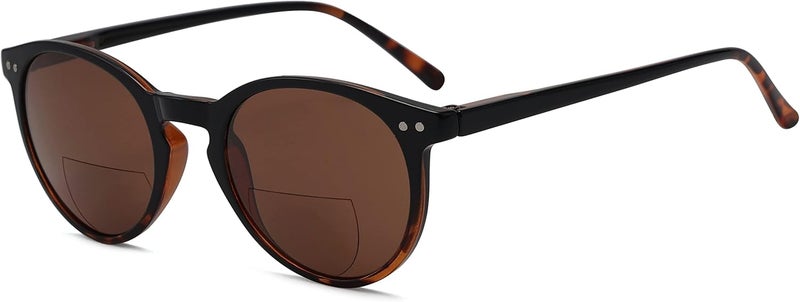 Eyekepper Key Hole Style Spring-Hinged Round Bifocal Sunglasses Sunshine Readers Black-Tortoise +1.00, Black-tortoise, +1.00 - Image 1