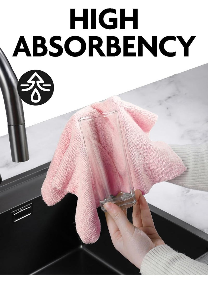 Microfiber Cleaning Cloth Roll, 20 Pieces, Paper Towels Reusable Grey Tear Away Towels, Washable Shop Rags, Microfiber Towels for Cars, Lint Free Rags for House, Kitchen, Window,25×25CM（PINK) - Image 1