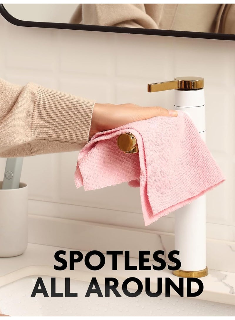 Microfiber Cleaning Cloth Roll, 20 Pieces, Paper Towels Reusable Grey Tear Away Towels, Washable Shop Rags, Microfiber Towels for Cars, Lint Free Rags for House, Kitchen, Window,25×25CM（PINK) - Image 2