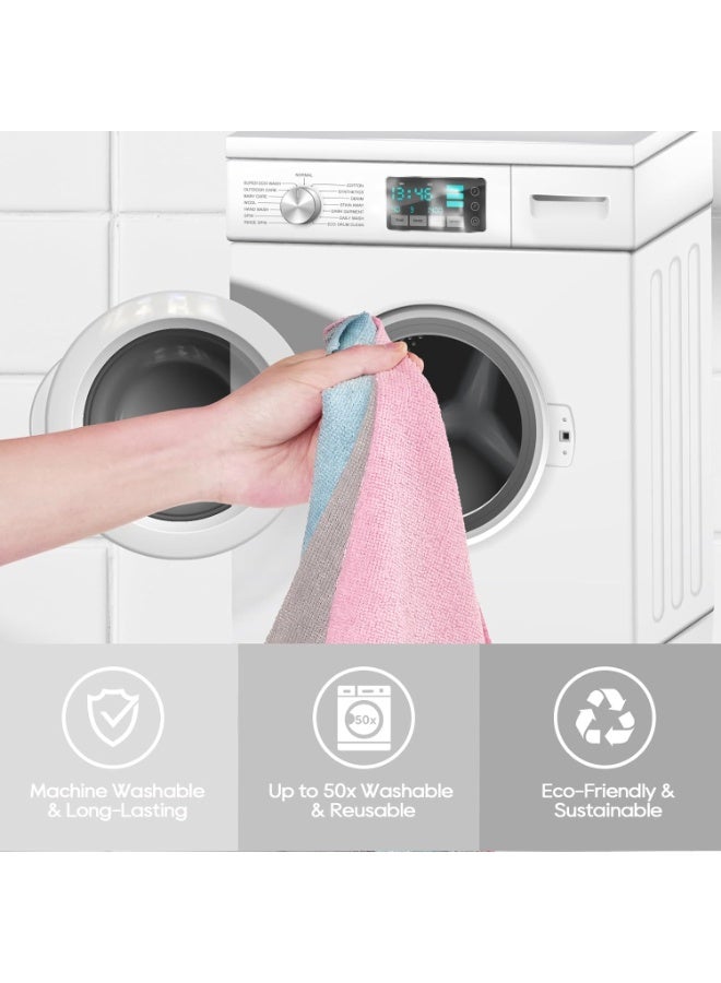 Microfiber Cleaning Cloth Roll, 20 Pieces, Paper Towels Reusable Grey Tear Away Towels, Washable Shop Rags, Microfiber Towels for Cars, Lint Free Rags for House, Kitchen, Window,25×25CM（PINK) - Image 4