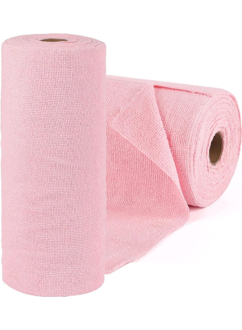 Microfiber Cleaning Cloth Roll, 20 Pieces, Paper Towels Reusable Grey Tear Away Towels, Washable Shop Rags, Microfiber Towels for Cars, Lint Free Rags for House, Kitchen, Window,25×25CM（PINK) - Image 1