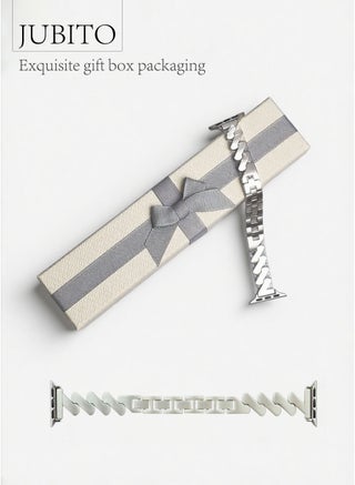 Watch strap, 38mm/40mm/41mm, for women, silver metal wave pattern watch strap, suitable for Apple iWatch SE series 9/8/7/6/5/4/3/2/1 (Starlight color) - view 4