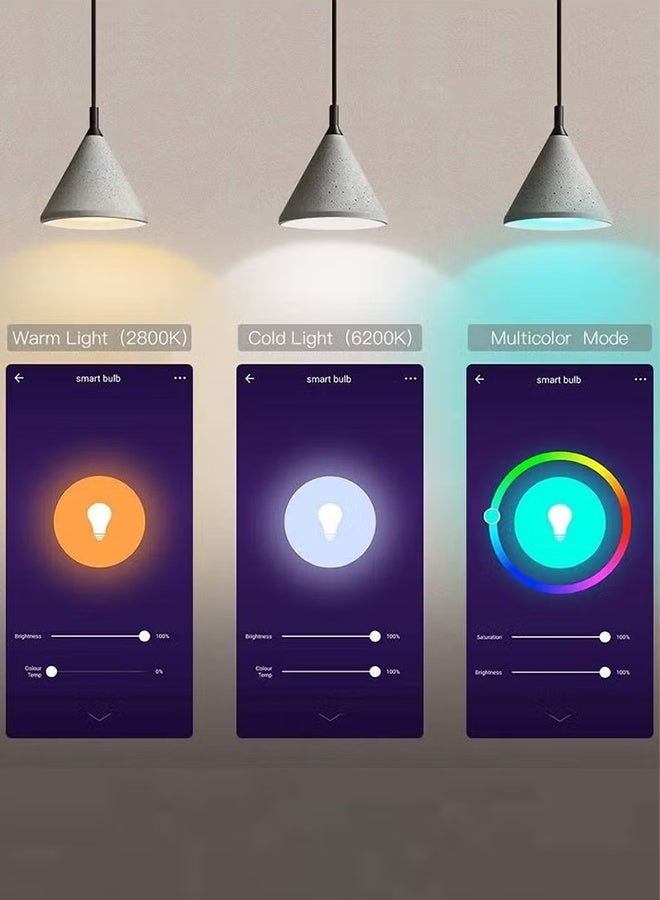 10W مصباح ذكي Wi-Fi بلوتوث متعدد الألوان قابل للتعديل، تصميم إضاءة ذكي بمساعدة الذكاء الاصطناعي، متوافق مع Google Home Assistant. - Image 2