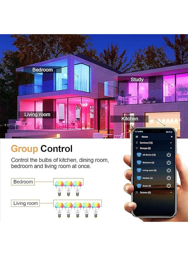 10W مصباح ذكي Wi-Fi بلوتوث متعدد الألوان قابل للتعديل، تصميم إضاءة ذكي بمساعدة الذكاء الاصطناعي، متوافق مع Google Home Assistant. - Image 5