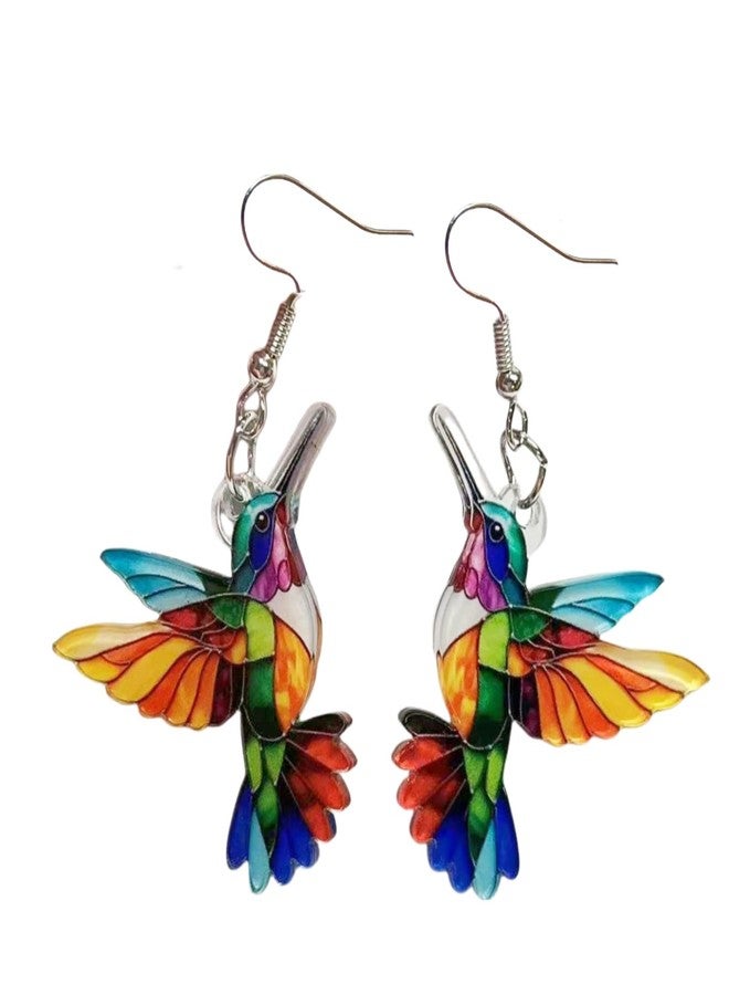 Hummingbird Earrings for Women Colorful Acrylic Animal Bird Drop Dangle Earring Jewelry, Acrylic, No Gemstone