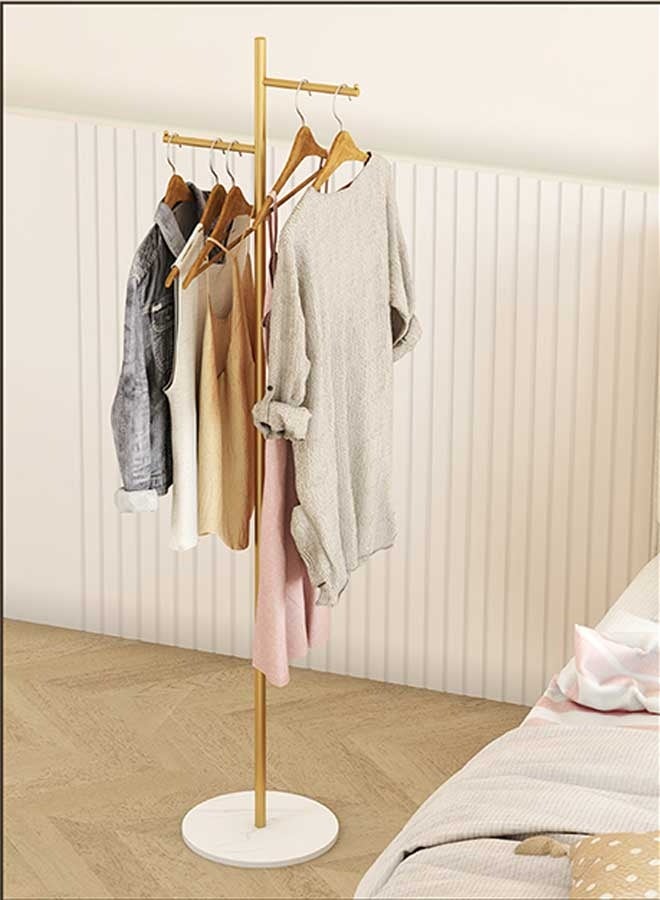 رَوَائِد علاقة معاطف ذهبية بقاعدة حجرية – حامل ملابس معدني قائم بذاته مع قضيب صغير للملابس، مناسب للمدخل أو الممر أو غرفة النوم - Image 3