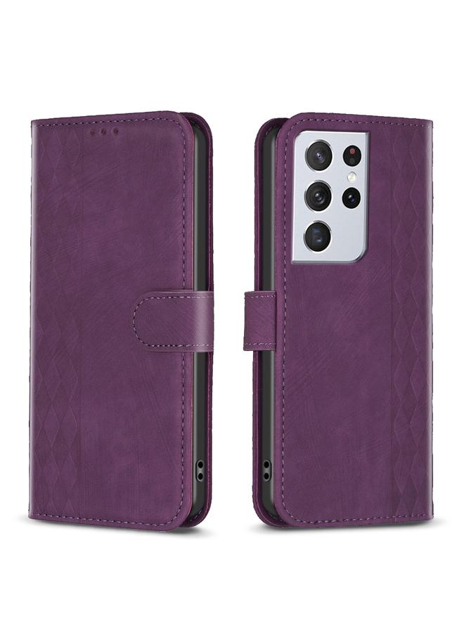 اس-توب جراب لهاتف Samsung Galaxy S21 Ultra 5G، جراب هاتف من الجلد المنقوش - Image 1