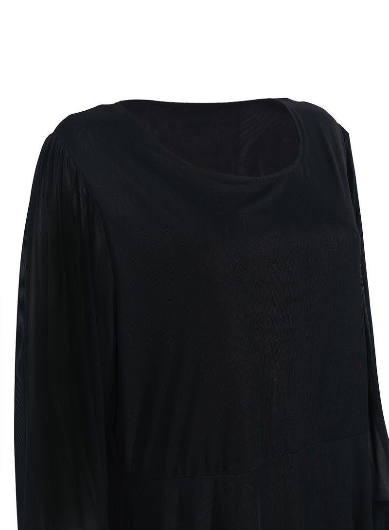 Ella Plus A-line Dress With Sheer Sleeves - Image 3