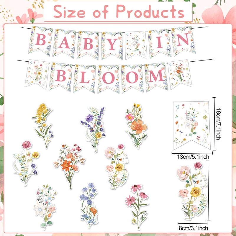 Rngmsi Baby in Bloom Baby Shower Decorations, Floral Banners Hanging Swirls Wildflowers Theme Baby Shower Decor for Girls - Image 2