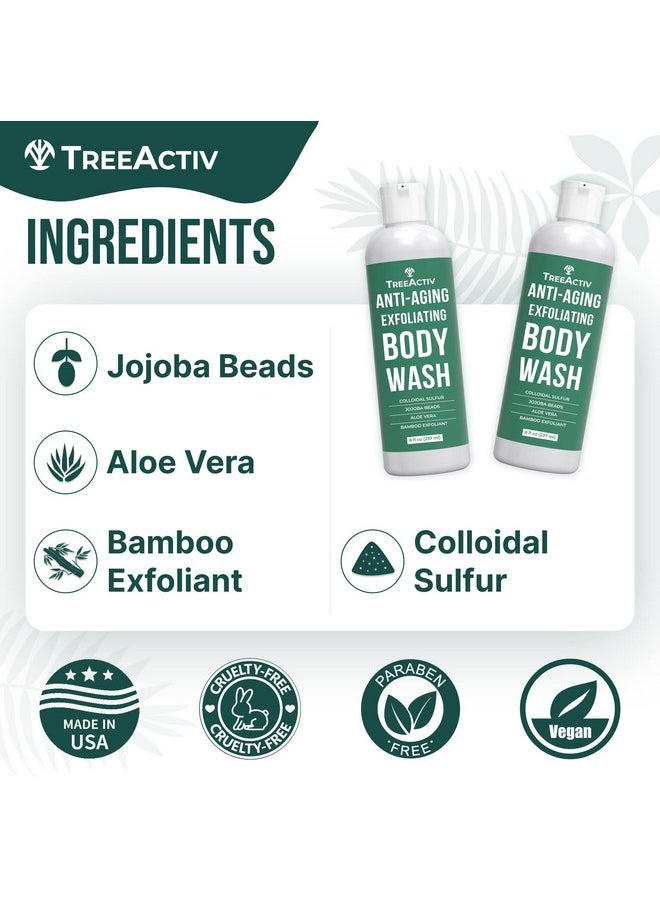 TreeActiv Antiaging Exfoliating Body Wash 8Oz All Natural Body Wash Women And Men Exfoliating Body Scrub Infused With Jojoba Beads Sulfur And Aloe Vera Shower Gel For All Skin Types 50 Uses  - Image 5