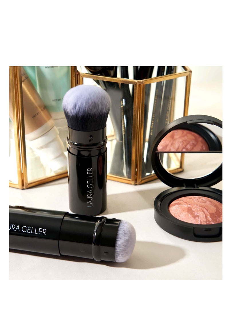 فرشاة مكياج قابلة للسحب من لورا جيلي مع غطاء، فرشاة كابوكي سوداء قابلة للسحب، مناسبة للمكياج السائل، الكريم والبودرة للوجه - Image 3