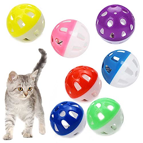 VOVIGGOL 12PCS 4CM Cat Toy Ball with Bell Pet Ball Kitten Toy with Bell Cat Jingle Balls for Cats Kitten Plastic Jingle Balls Pounce Chase Rattle Toys Random Color - Image 1
