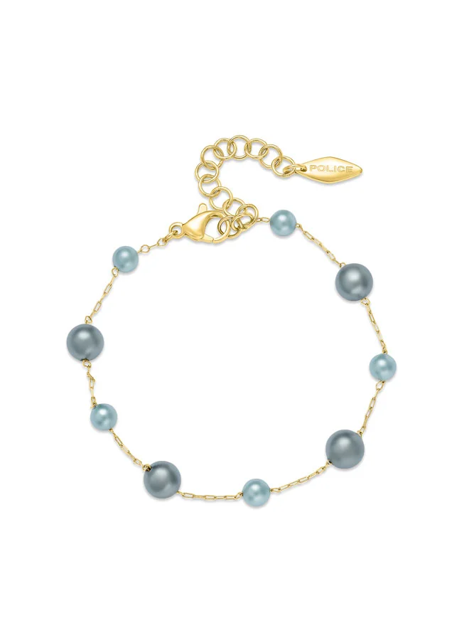 POLICE Opaline Gold-Plated Bracelet for Women with Lustrous Grey Pearl on Elegant Chain