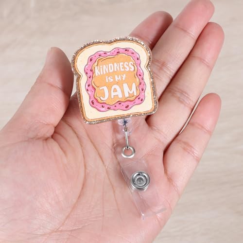 BVIIE Kindness is My Jam Funny Nurse Badge Reel, Retractable ID Card Medical Badge Holder with Alligator Clip, Work Badge Buddy for RN CNA MA Primary Care Psychiatry Doctor Nurse Nursing Student Teacher - Image 2