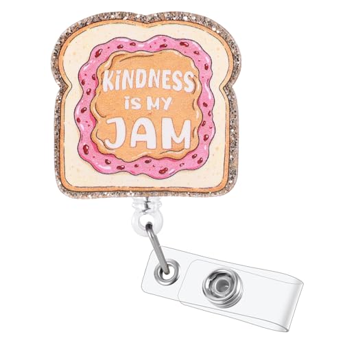 BVIIE Kindness is My Jam Funny Nurse Badge Reel, Retractable ID Card Medical Badge Holder with Alligator Clip, Work Badge Buddy for RN CNA MA Primary Care Psychiatry Doctor Nurse Nursing Student Teacher - Image 1