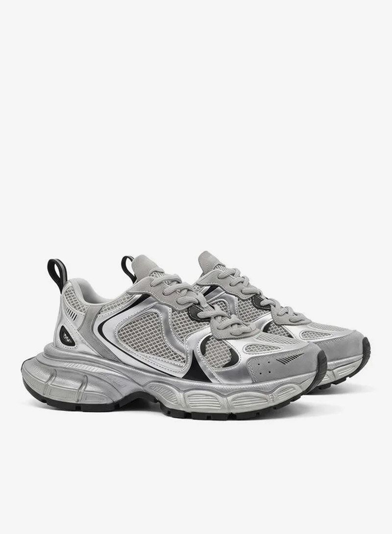 Styli  Metallic Silver Classic Chunky Sneakers for Women | Best Price UAE