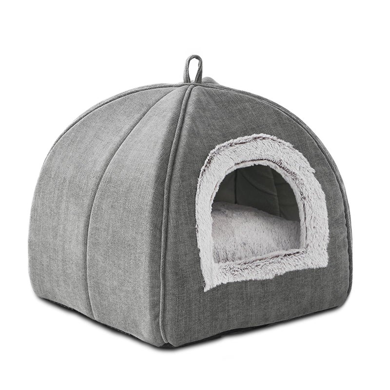 WINDRACING Cat Bed Cave-Cat Beds for Indoor Cats,Kittens and Small Pets,Soft and Warm Cats House Tent Bed,Foldable and Washable with Removable Cushioned and Anti Slip Bottom,Grey 15inches - Image 1