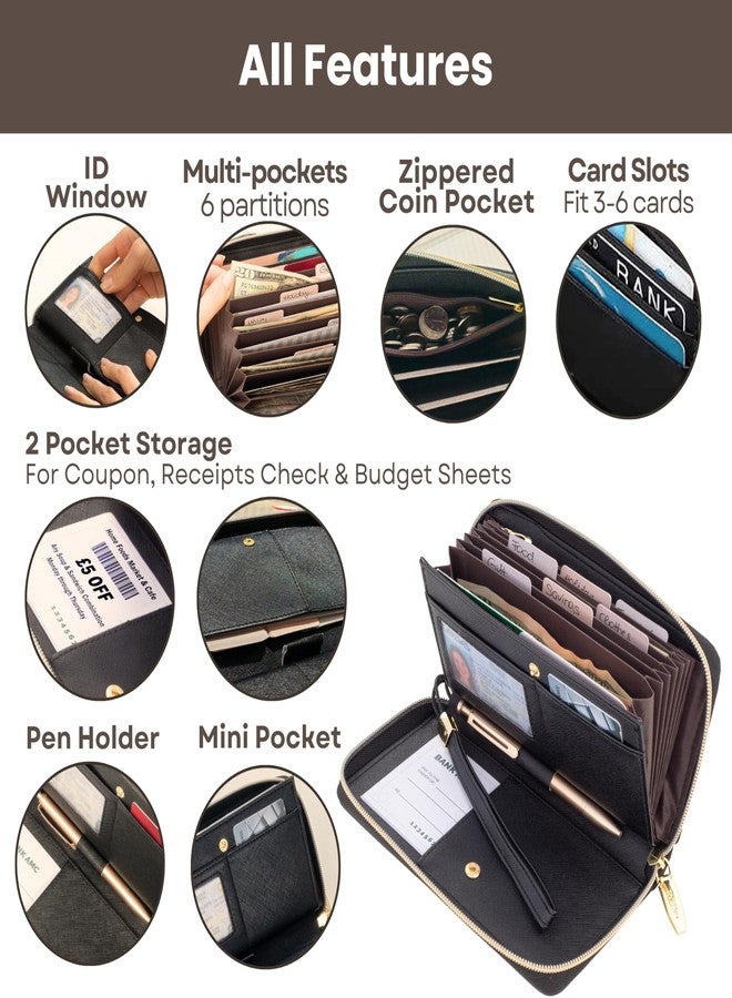 THREE WAY CUT Simplified Cash Envelopes System Budgeting Wallet-NO Envelope & Budget Binder Needed, Multi-Pocket Cash Stuffing Wallet, Money Organizer, Expense Tracker Sheets Card Holder, Leather Wallets for Women - Image 5