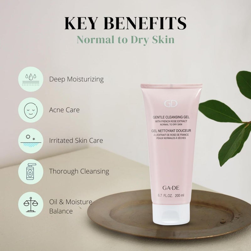 GA-DE Gentle Cleansing Gel - Normal to Dry Skin - Nourishing Fresh Cleansing Gel with French Rose, Purple Orchid, and Vitamin E - 6.7 oz - Image 3