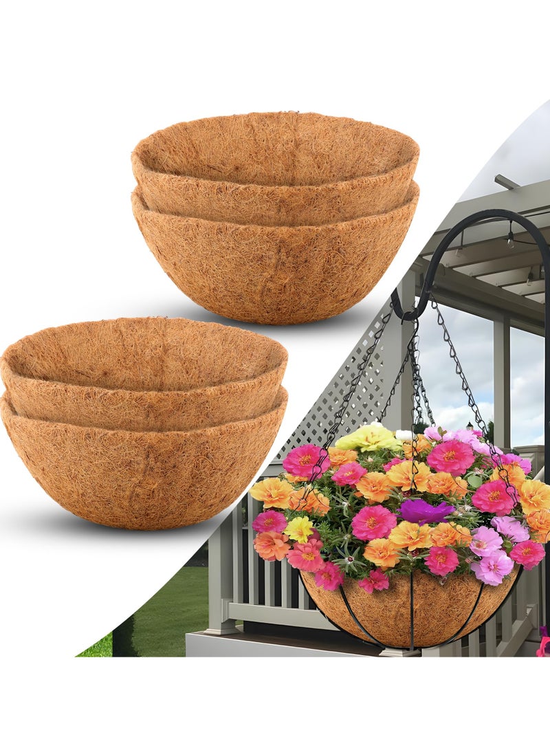 SYOSI Coco Liners for Planters, 4 Pack 10 Inch Round Hanging Basket Liners, Coconut Fiber Liners Thick Coconut for Planters Flowers Garden, For Hanging Basket Flowers/Vegetables,  Planter In/Outdoors  - Image 1