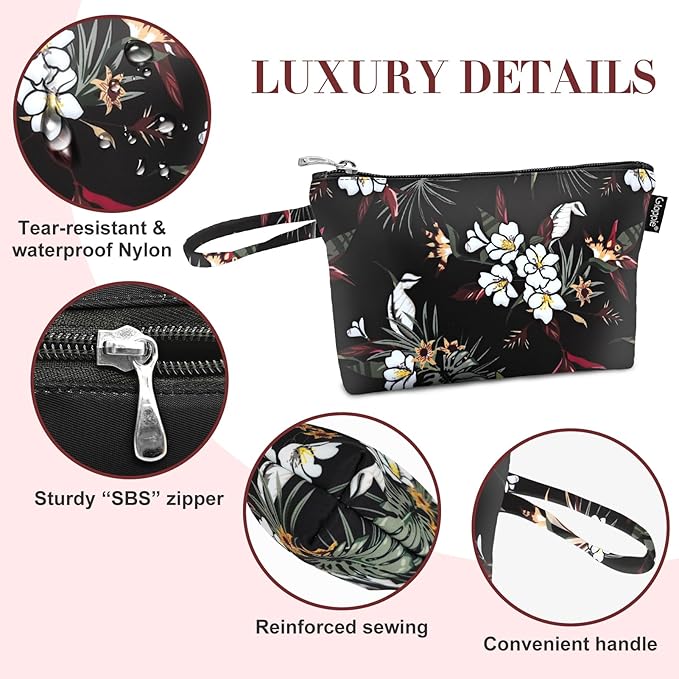 Gloppie Small Makeup Bag Make up Bags for Women Canvas Cosmetic Bag Pencil Case Small Toiletry Bag Travel Size Toiletries Swan - Image 3