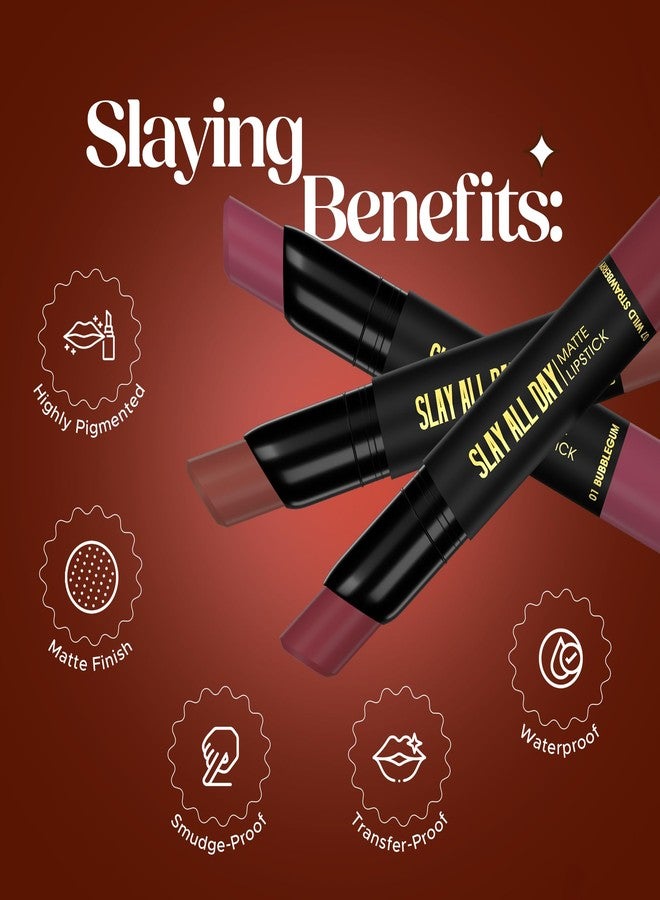 Hilary Rhoda Slay All Day Matte Lipstick | Transfer-proof & Smudge-proof | Long-Lasting & Premium Creamy Lipstick | Waterproof & Vibrant Colour lipstick | 2.6g (Dusty Rose - Shade 02) - Image 4