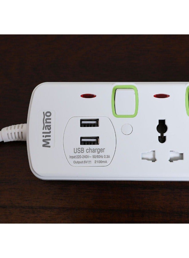 DANUBE HOME Milano Extension Chord 4 Outlets And 2 Usb Ports Power Strip Extension Lead Extension Board 4W 3M 2Usb - Image 2