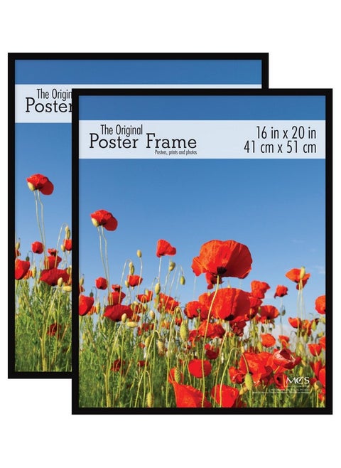 MCS Original Poster Frame 16x20 Black Lightweight Vertical & Horizontal Wall Hanging Large Picture Frame for Posters, Art Prints & Gallery Wall (2-Pack)