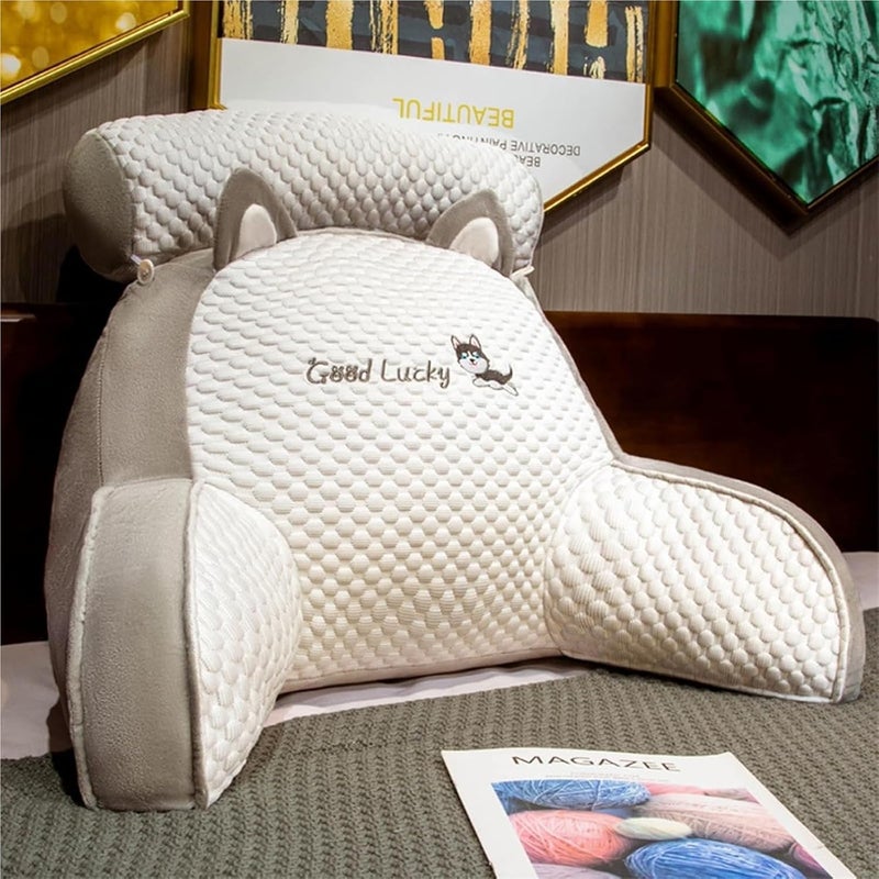 Reading Pillows, Waist and Neck Back Support Pillow Watching TV, Reading, Working, and Sitting in Bed(Gray,75x50cm) - Image 1