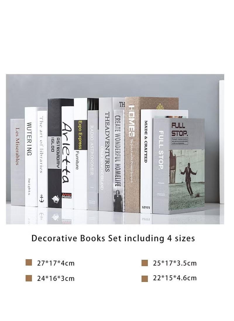 XiuWoo Decorative Books Set 12 Pcs Fashion Fake Book Modern Hardcover Decoration for Home Office Bar Table Shelf, Free Assemnly, light grey  - Image 3