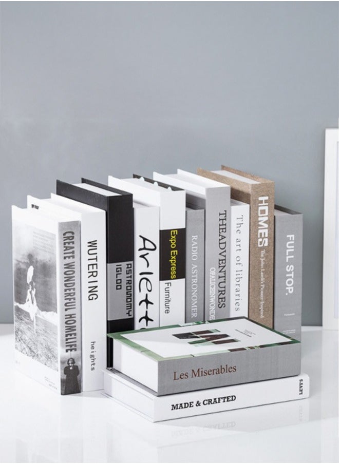XiuWoo Decorative Books Set 12 Pcs Fashion Fake Book Modern Hardcover Decoration for Home Office Bar Table Shelf, Free Assemnly, light grey  - Image 1