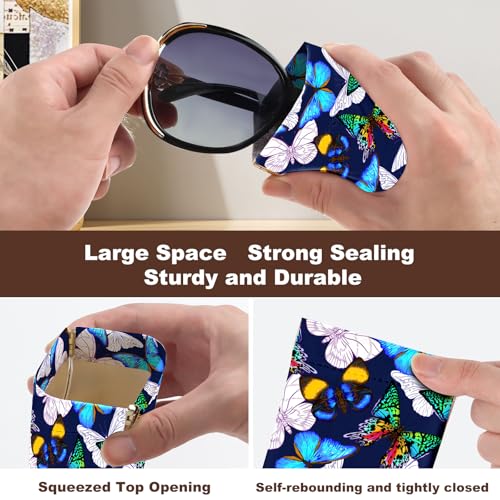 Anikathy 2Pcs Sunglass Eyeglass Glasses Case Soft PU Leather with Cleaning Cloth Soft Sunglasses Case Cute Aesthetic Portable Travel Glasses Pouch Bag for Men Women Girls（Colorful Butterfly Pattern - Image 5