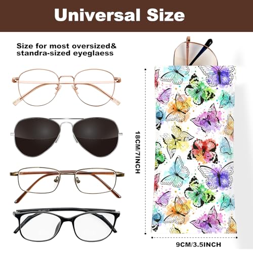 Anikathy 2Pcs Sunglass Eyeglass Glasses Case Soft PU Leather with Cleaning Cloth Soft Sunglasses Case Cute Aesthetic Portable Travel Glasses Pouch Bag for Men Women Girls（Colorful Butterfly Pattern - Image 2