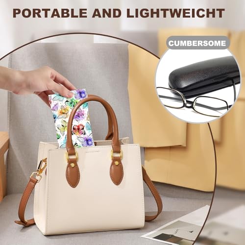Anikathy 2Pcs Sunglass Eyeglass Glasses Case Soft PU Leather with Cleaning Cloth Soft Sunglasses Case Cute Aesthetic Portable Travel Glasses Pouch Bag for Men Women Girls（Colorful Butterfly Pattern - Image 4