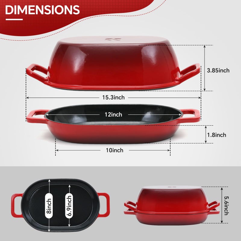 Northriver Casting Enameled Cast Iron Oval Dutch Oven for Bread Bakingï¼Œ12"x8" Bread Pot with Lidï¼ŒIdeal for Sourdough, Artisan Loaves & Family Mealsï¼Œ5 Qt - Image 3