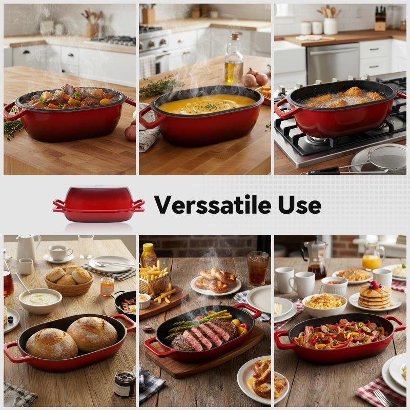 Northriver Casting Enameled Cast Iron Oval Dutch Oven for Bread Bakingï¼Œ12"x8" Bread Pot with Lidï¼ŒIdeal for Sourdough, Artisan Loaves & Family Mealsï¼Œ5 Qt - Image 5
