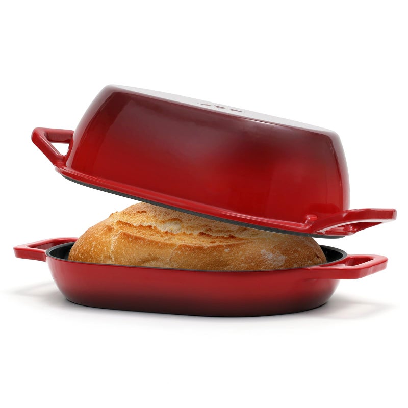 Northriver Casting Enameled Cast Iron Oval Dutch Oven for Bread Bakingï¼Œ12"x8" Bread Pot with Lidï¼ŒIdeal for Sourdough, Artisan Loaves & Family Mealsï¼Œ5 Qt - Image 1