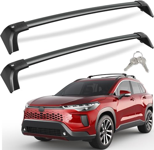 KINGGERI 260Lbs Lockable Roof Rack Cross Bars Compatible with Toyota Corolla Cross 2022 2023 2024 2025 2026 with Flush Side Rails Heavy Duty All Aluminum Rail Crossbar AntiTheft Metal Matte Coated - Image 1
