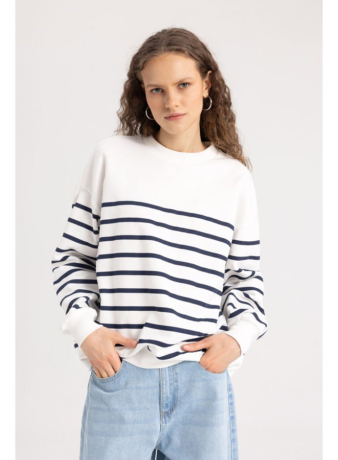 DeFacto Woman Relax Fit Crew Neck Knitted Sweat Shirt - Image 2