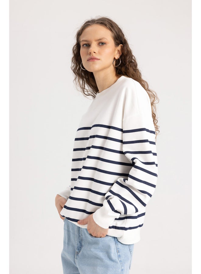 DeFacto Woman Relax Fit Crew Neck Knitted Sweat Shirt - Image 3