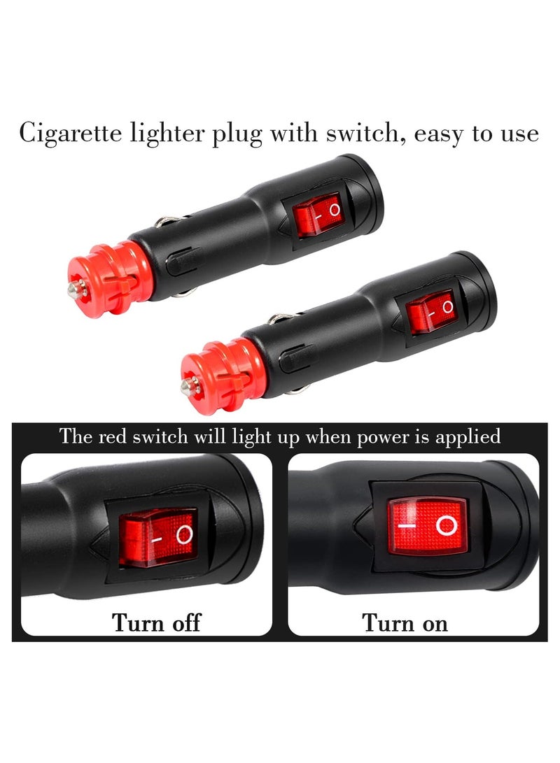 SYOSI 4Pcs Car Cigarette Lighter Adapter with Switch, with 10A Fuse Universal Plug for Cigarette Lighter Socket 12V-24V Universal Cigarette Lighter Plug, Random Tinning and Screw Connections. - Image 3