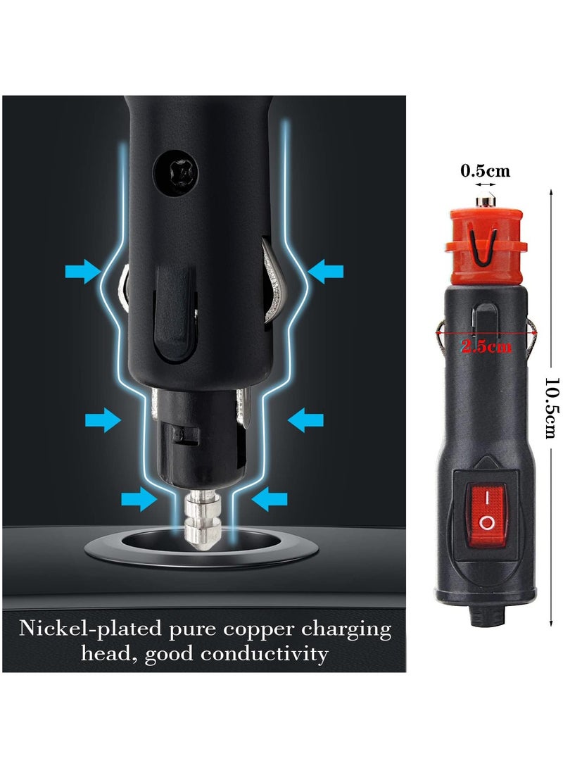 SYOSI 4Pcs Car Cigarette Lighter Adapter with Switch, with 10A Fuse Universal Plug for Cigarette Lighter Socket 12V-24V Universal Cigarette Lighter Plug, Random Tinning and Screw Connections. - Image 5