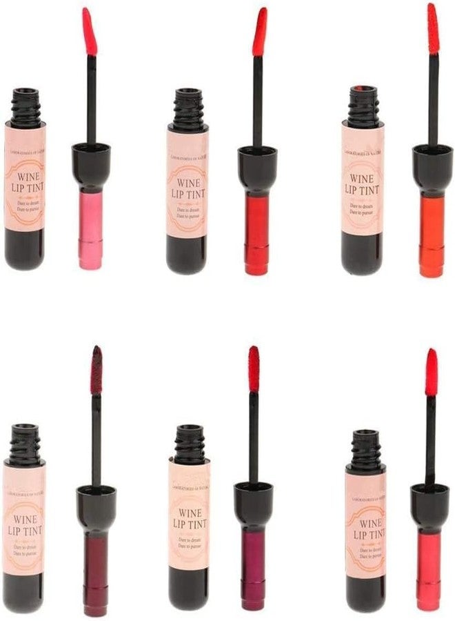 VBA 6 Colors Wine Lip Tint - Natural Liquid Lipstick Long Lasting Gloss Matte Sticks Bottle (6pcs) - Image 3